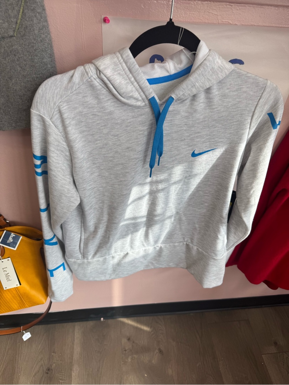Nike Gray Hoodie with Blue Sleeve Accents